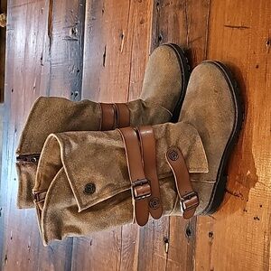 Women's Blowfish Malibu Brown Canvas Moto Boot Size 8